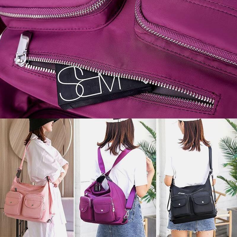 Kvinder Vandtæt Multi-Carry Multi-Pocket Solid Crossbody Bag Rygsæk