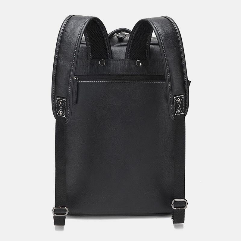 Mænd Multi-Purpose Pu Læder Rygsæk 15.6 Tommer Stor Kapacitet Multi-Pocket Bærbar Taske Håndtaske Crossbody Tasker