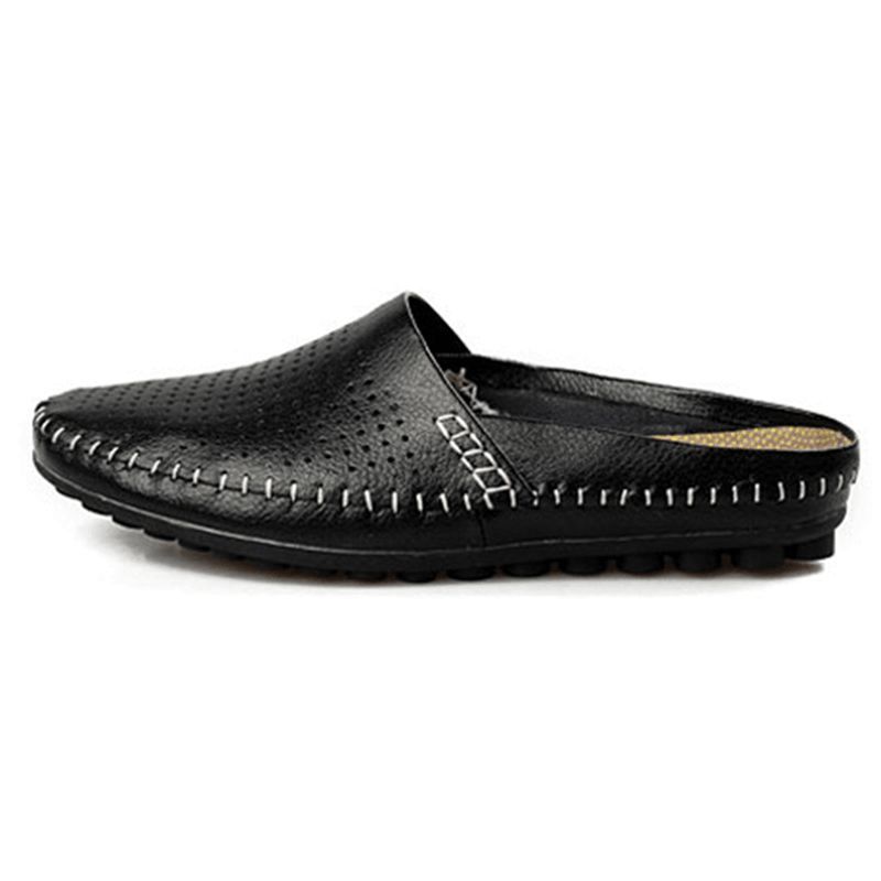 Hjemmesko Mænd Hollow Out Casual Strand Slip On I Læder