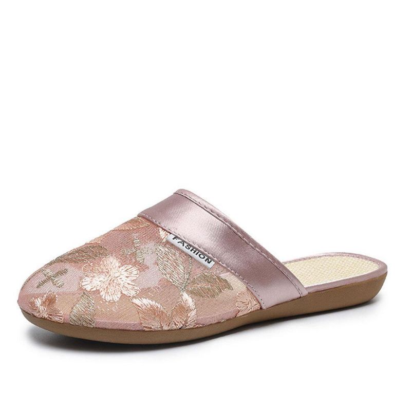 Kvinder Blomsterblomstermønster Udhulet Comfy Closed Toe Casual Flad Slipper