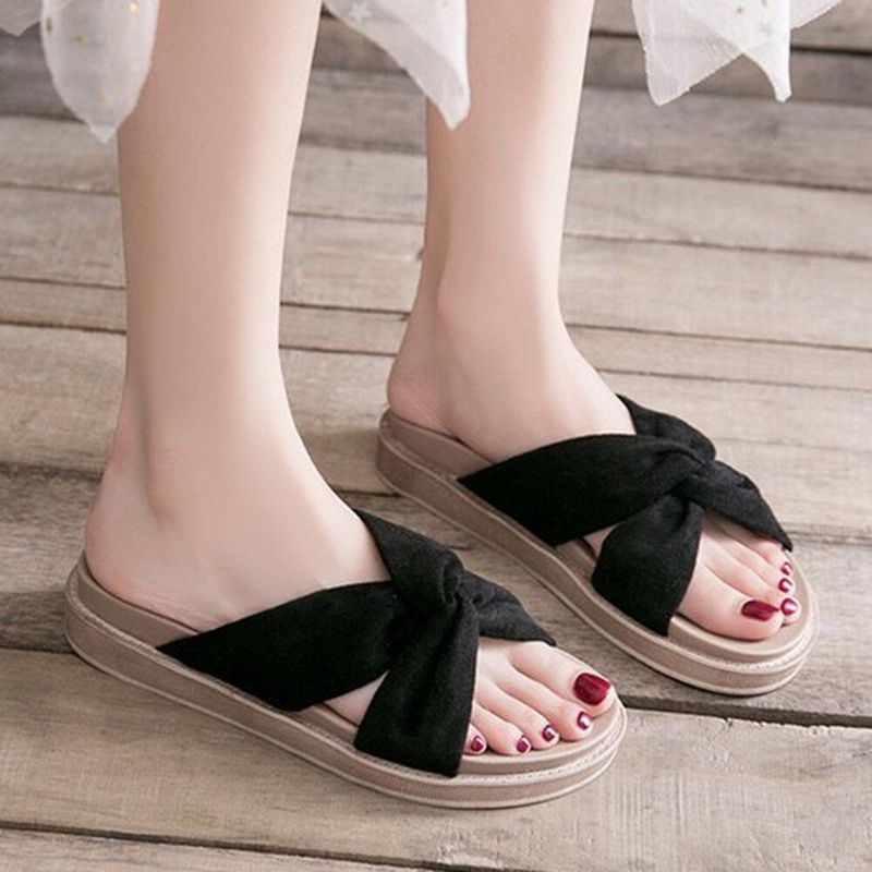 Kvinder Cross Strap Open Toe Comfy Home Sko Hjemmesko