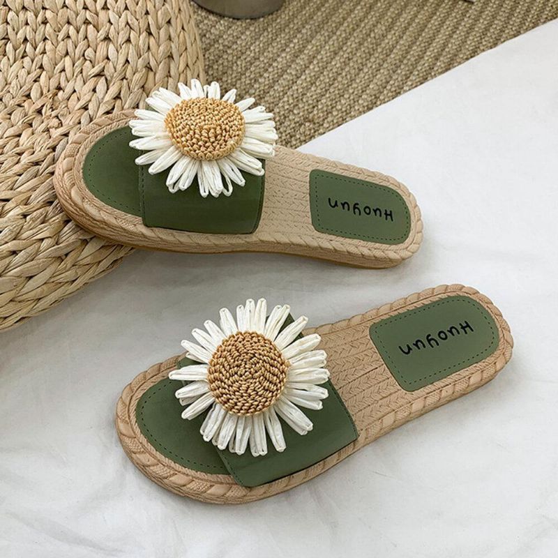 Kvinder Daisy Decor Bærbare Comfy Beach Slides Hjemmesko