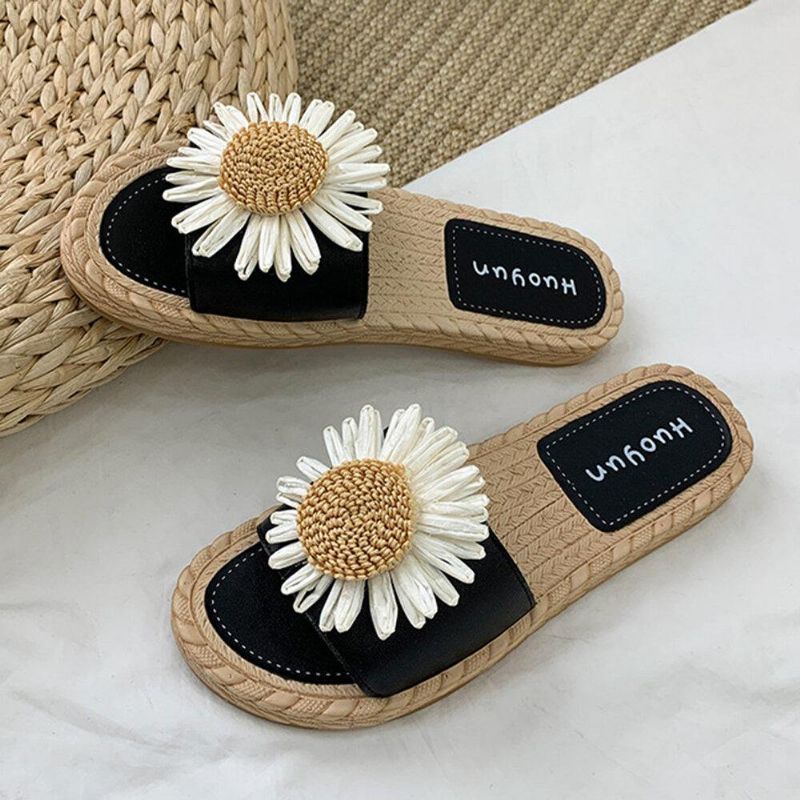 Kvinder Daisy Decor Bærbare Comfy Beach Slides Hjemmesko