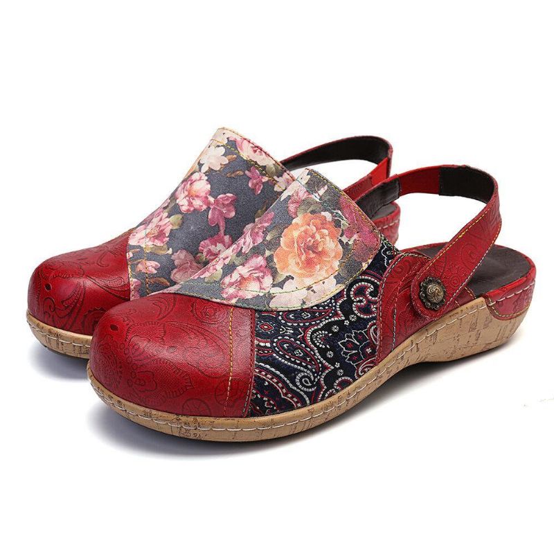 Kvinder Super Comfy Bloom Blomster Splejsning Retro Mønster Syning Slip On Flade Sko