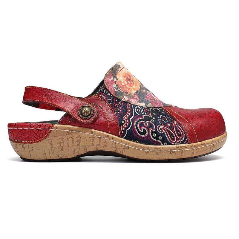 Kvinder Super Comfy Bloom Blomster Splejsning Retro Mønster Syning Slip On Flade Sko