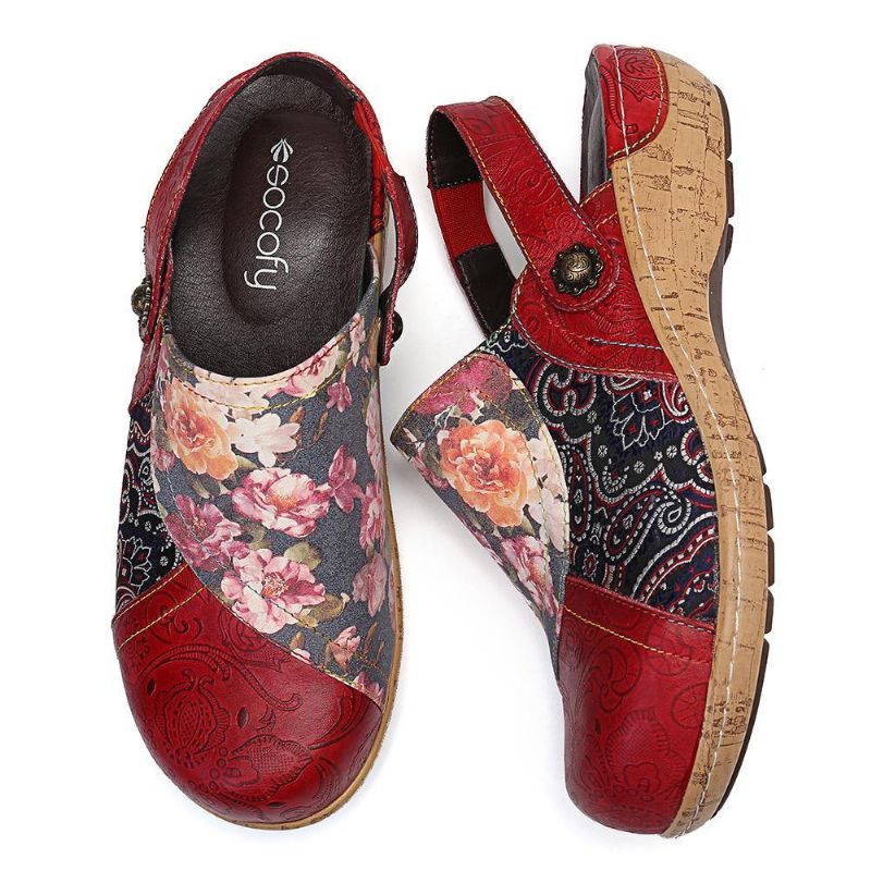 Kvinder Super Comfy Bloom Blomster Splejsning Retro Mønster Syning Slip On Flade Sko