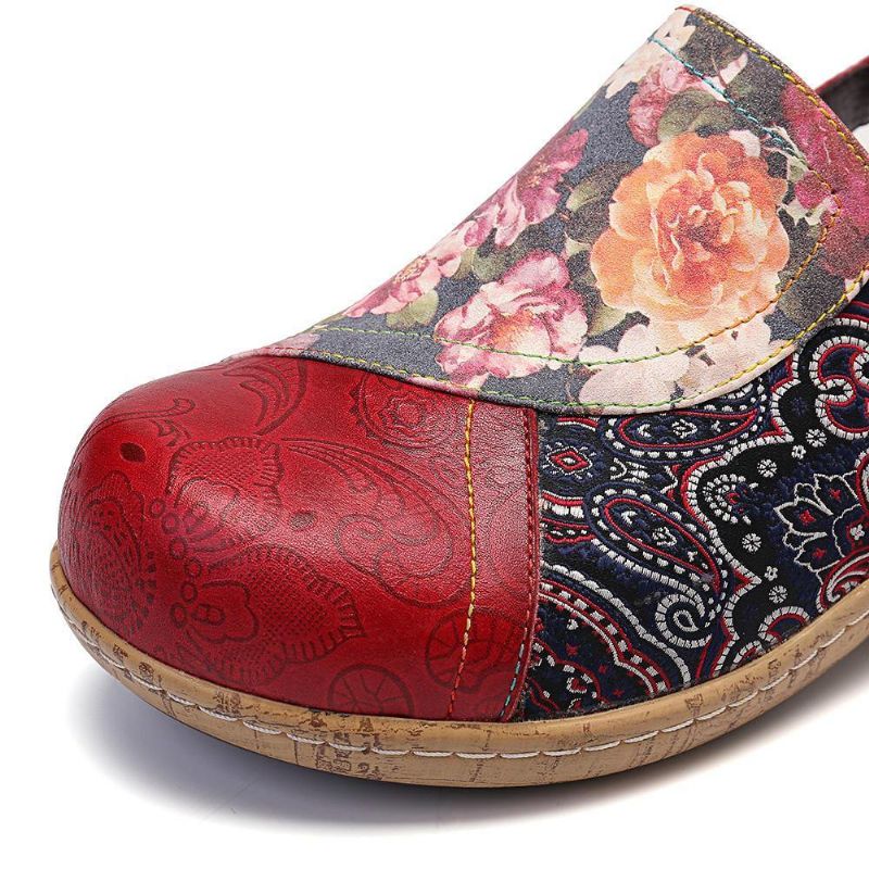 Kvinder Super Comfy Bloom Blomster Splejsning Retro Mønster Syning Slip On Flade Sko