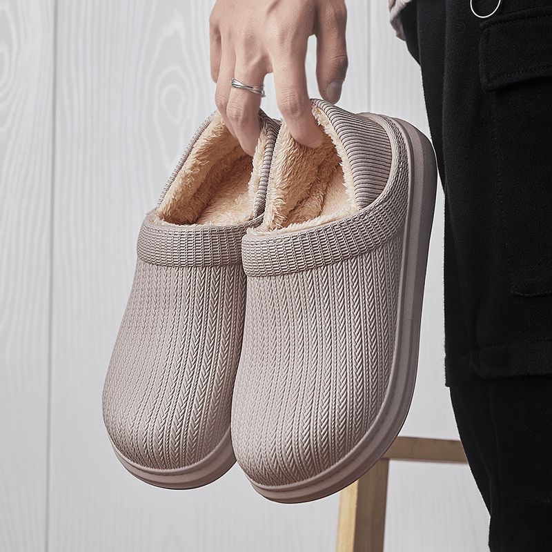 Mænd Comfy Wide Fit Rund Tå Varme Easy Slip-On Hjemmesko