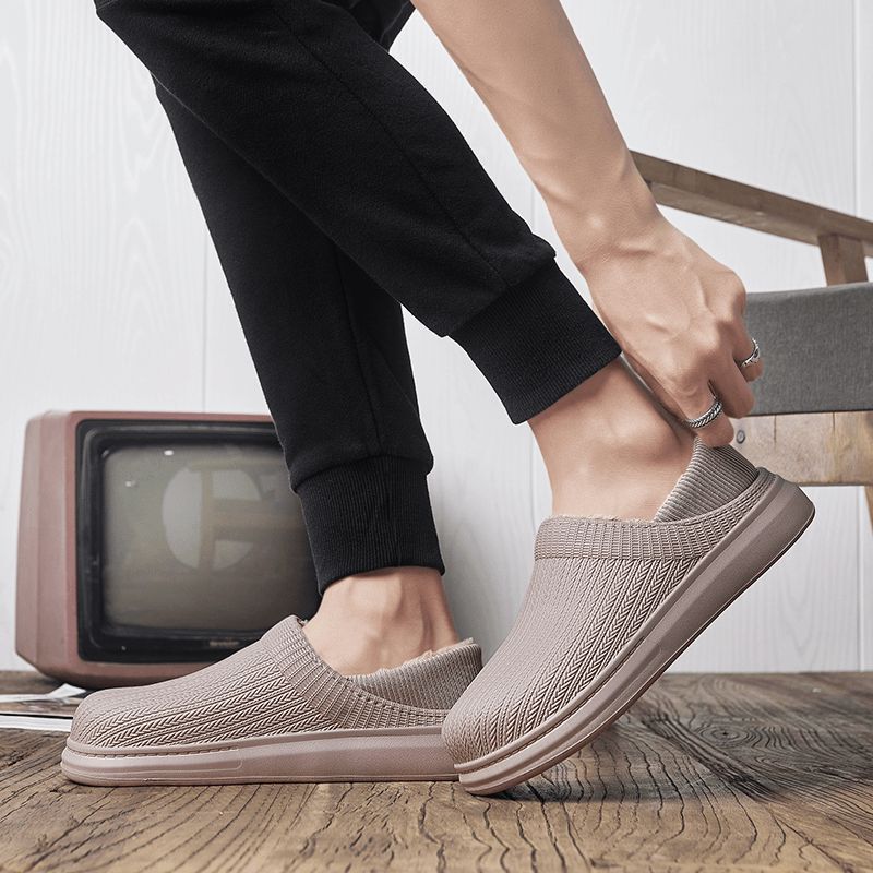 Mænd Comfy Wide Fit Rund Tå Varme Easy Slip-On Hjemmesko