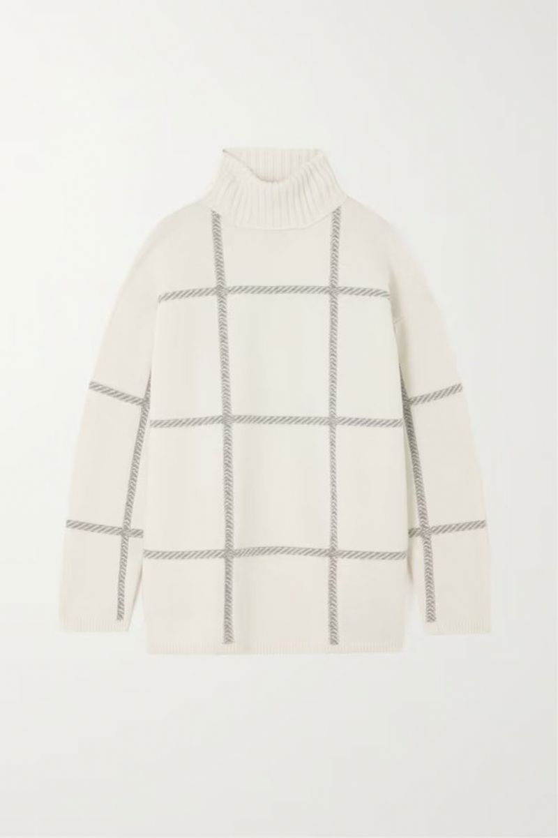 Afslappet Plaid Løs Sweater