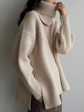 Daily Langærmet Simple Turtleneck Plain Sweater