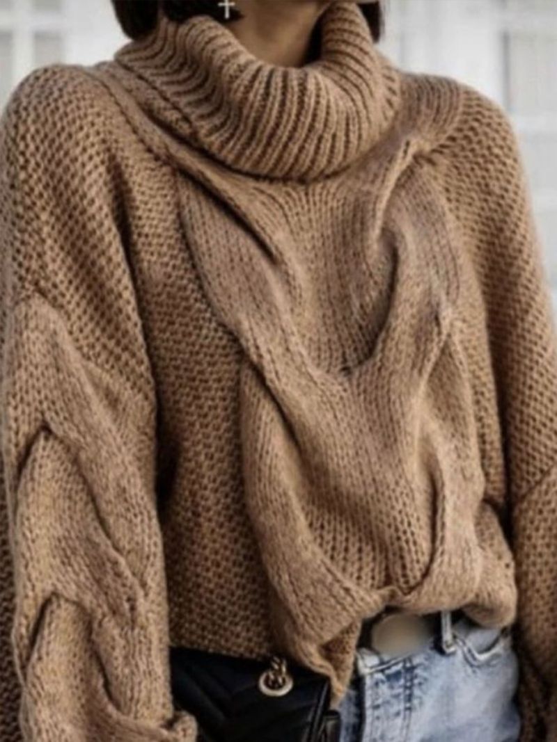 Daily Winter Plain Løs Rullekrave Sweater