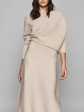 Elegant Løs Langærmet Asymmetrisk Almindelig Sweater