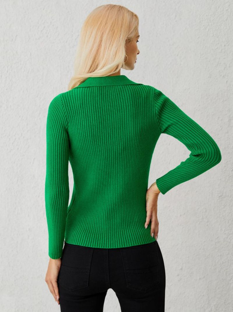 Enkel Skjortekrave Langærmet Sweater