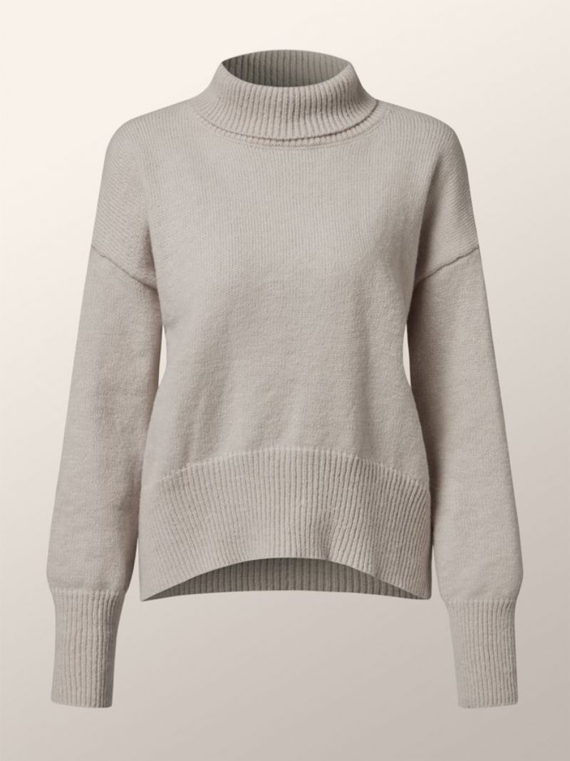 Højhalset Solid Simple Off Shoulder Sweater