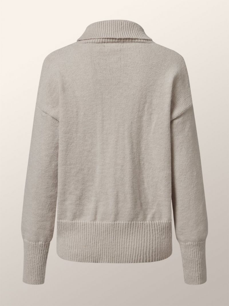 Højhalset Solid Simple Off Shoulder Sweater