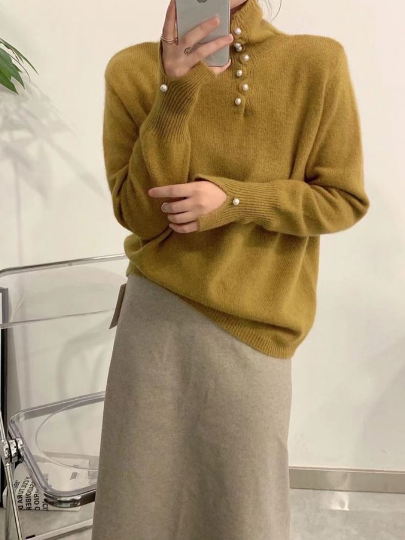 Langærmet Almindelig Elegant Løs Sweater