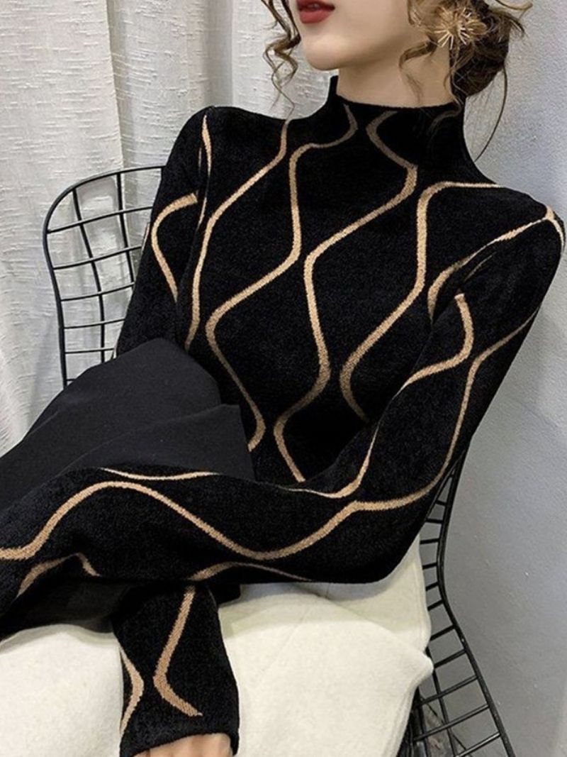 Langærmet Halv Turtleneck Akryl Stram Sweater