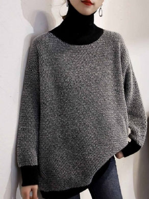 Langærmet Rullekrave Color Block Elegant Sweater