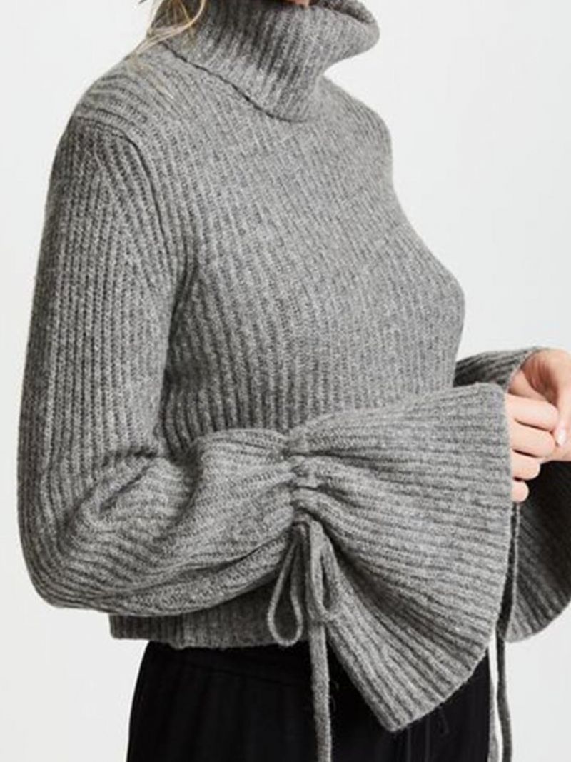 Langærmet Solid Løs Højhalset Sweater