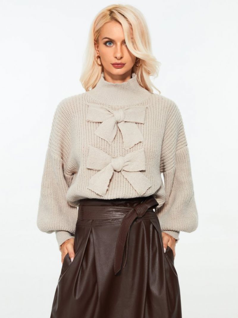 Off Shoulder Bomuldsblandinger Casual Højhalset Trøje