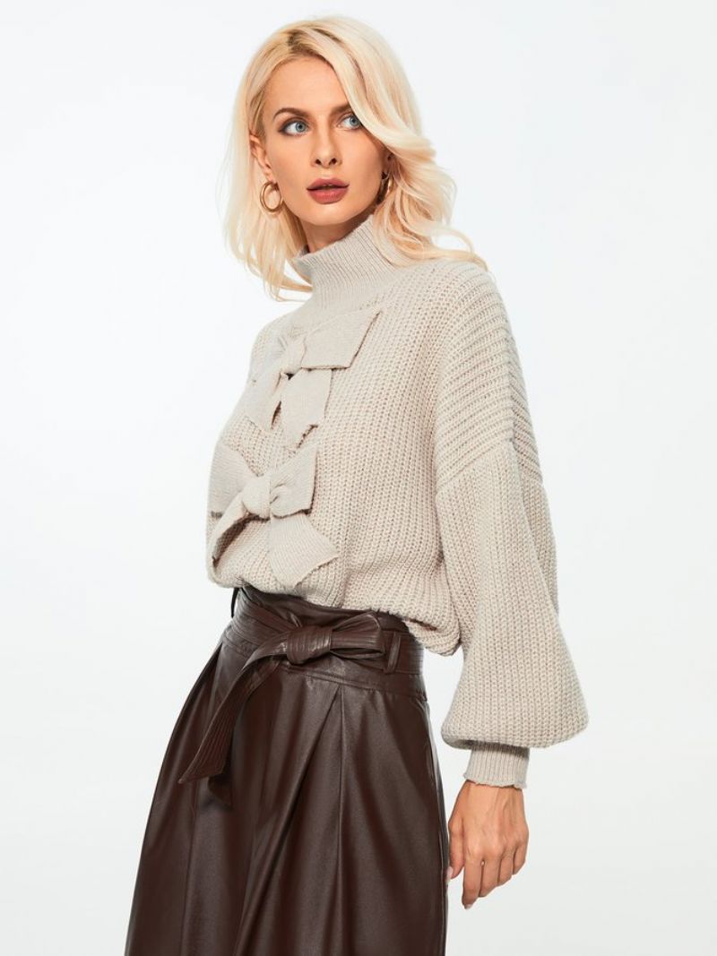 Off Shoulder Bomuldsblandinger Casual Højhalset Trøje