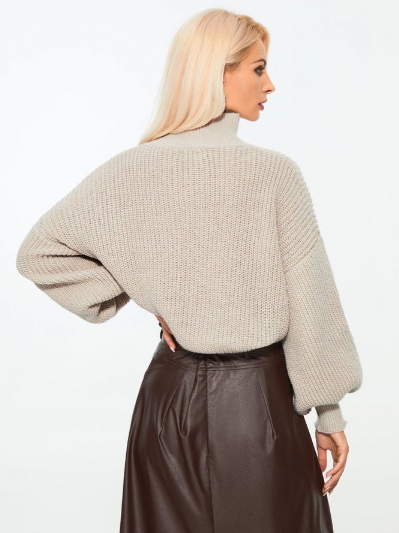 Off Shoulder Bomuldsblandinger Casual Højhalset Trøje