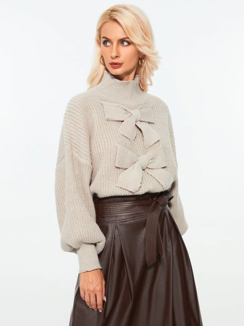 Off Shoulder Bomuldsblandinger Casual Højhalset Trøje