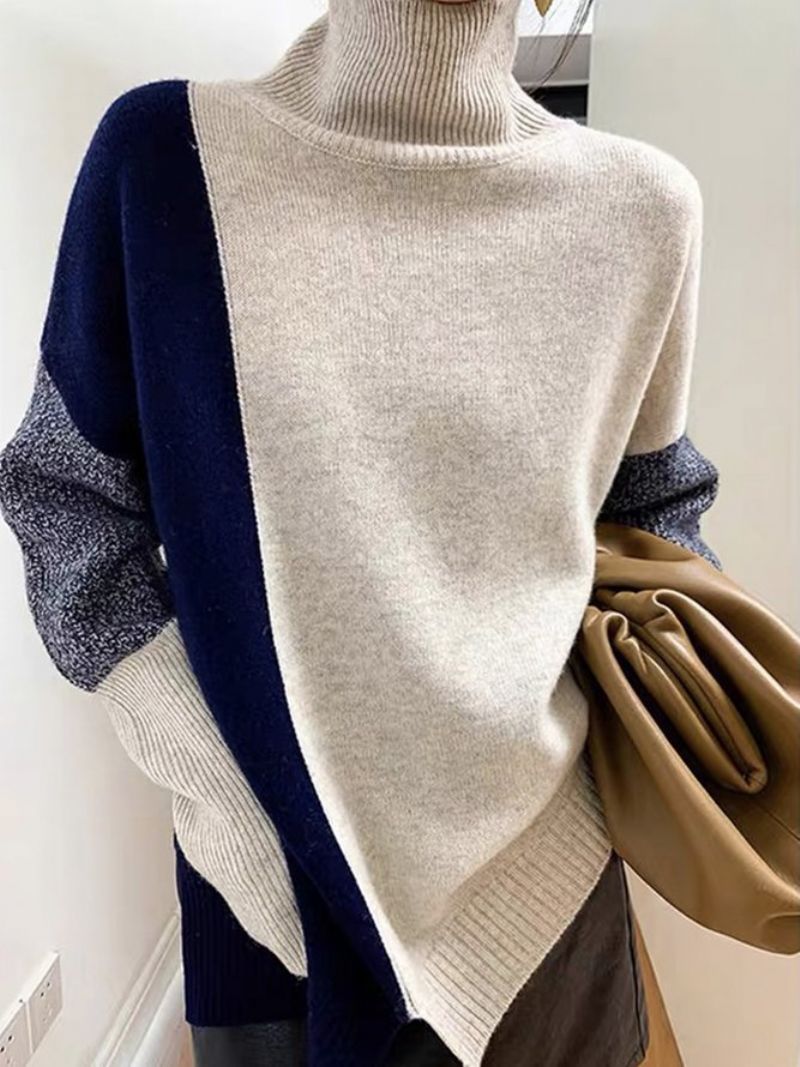 Turtleneck Loose Urban Color Block Sweater