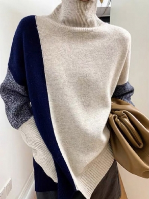 Turtleneck Loose Urban Color Block Sweater