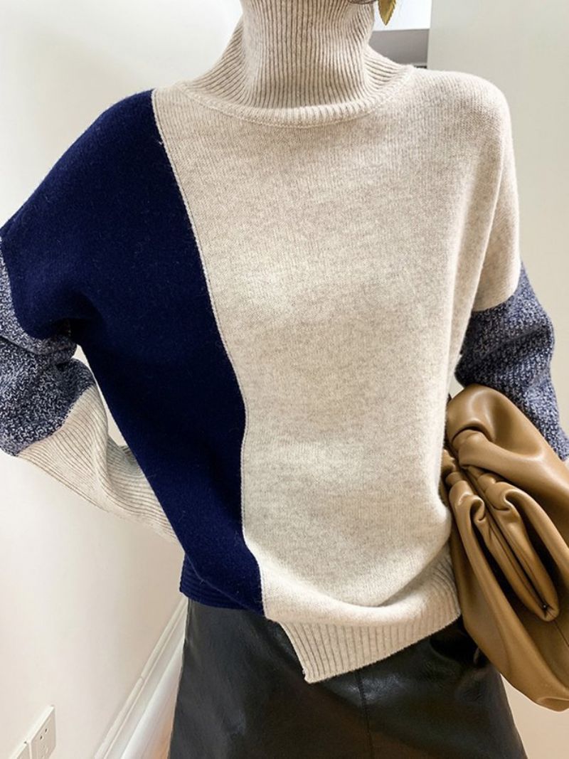 Turtleneck Loose Urban Color Block Sweater