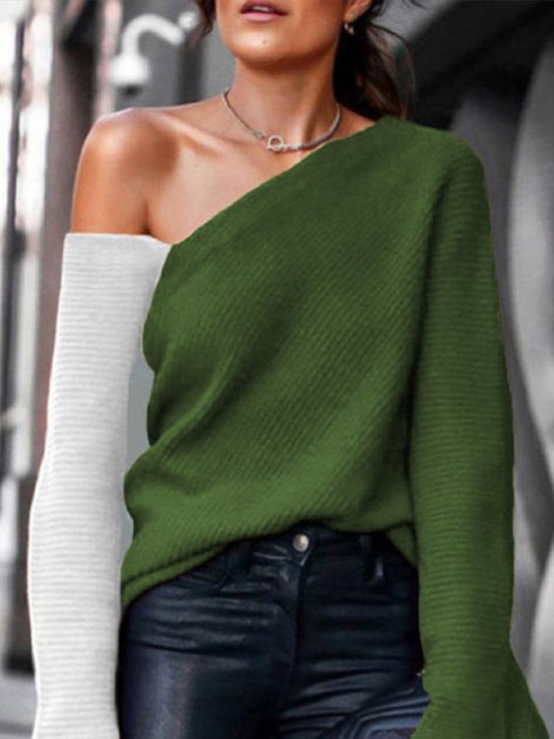 Urban Cold Shoulder Color Block Løs Sweater