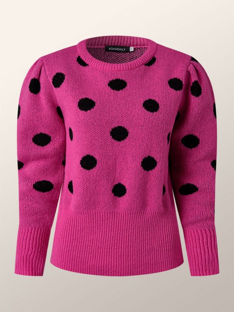 Vinter Rund Hals Regular Fit Polka Dots Polka Dots Langærmet Daglig Sweater