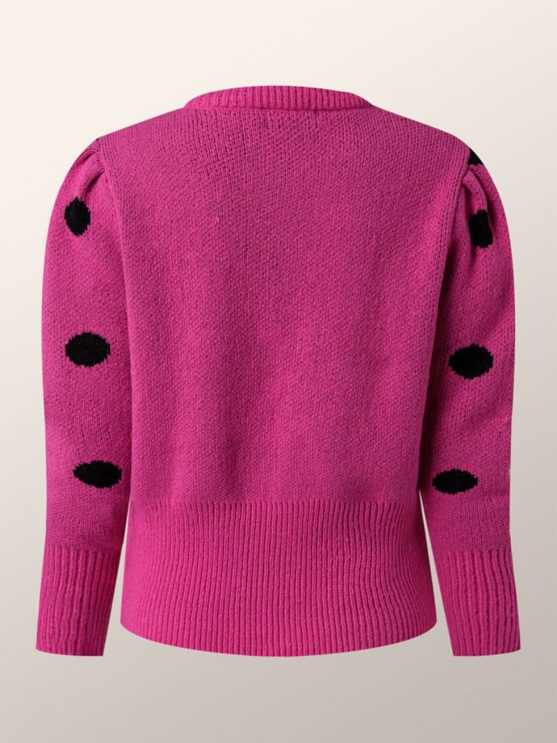 Vinter Rund Hals Regular Fit Polka Dots Polka Dots Langærmet Daglig Sweater