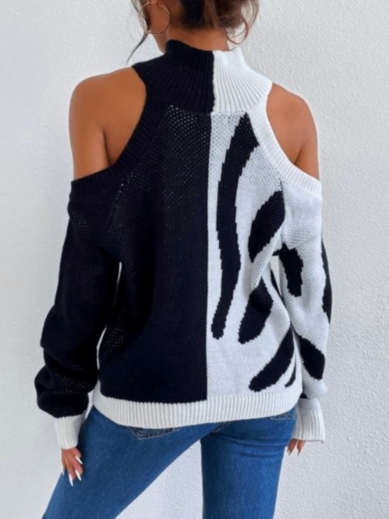 Vinter Zebra Stand Krave Enkel Langærmet Sweater