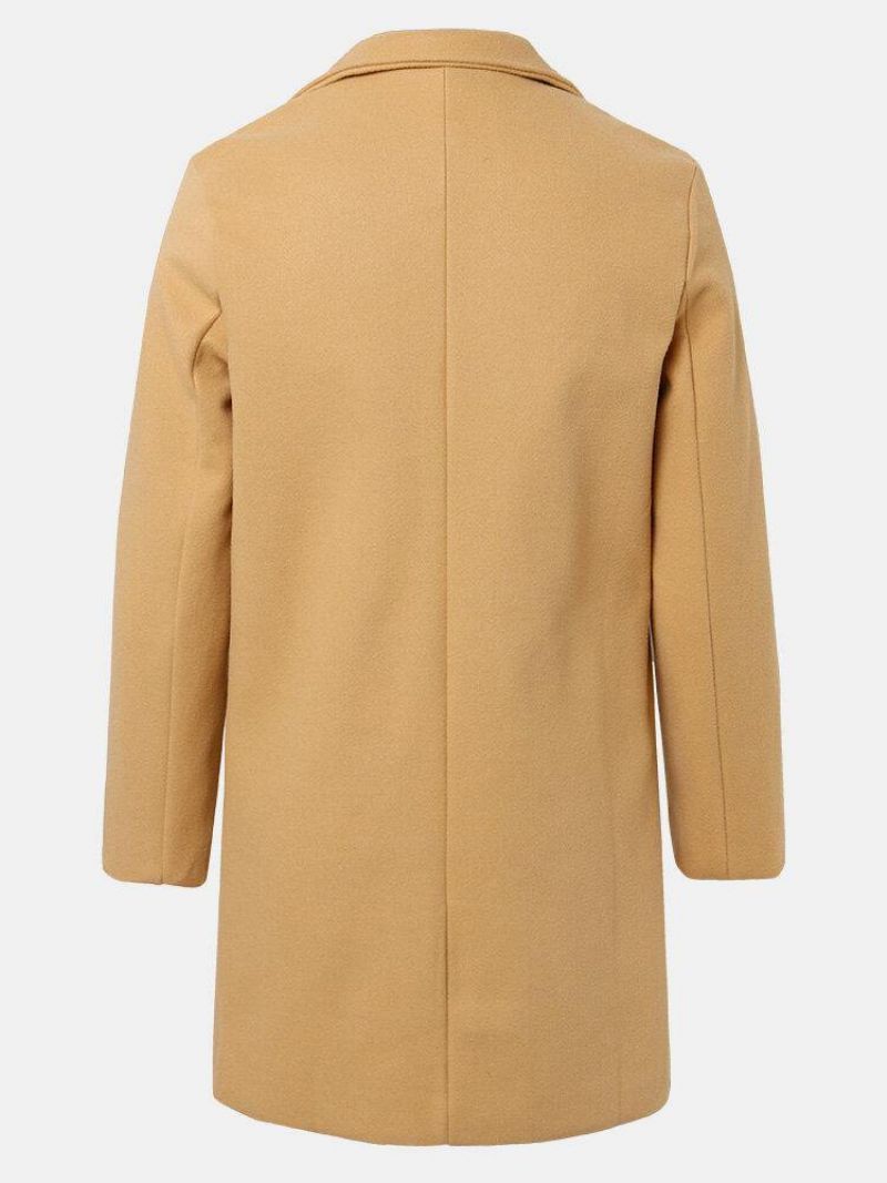 Mænds Ensfarvede Enkeltradede Mellemlange Business Warm Trench Coats