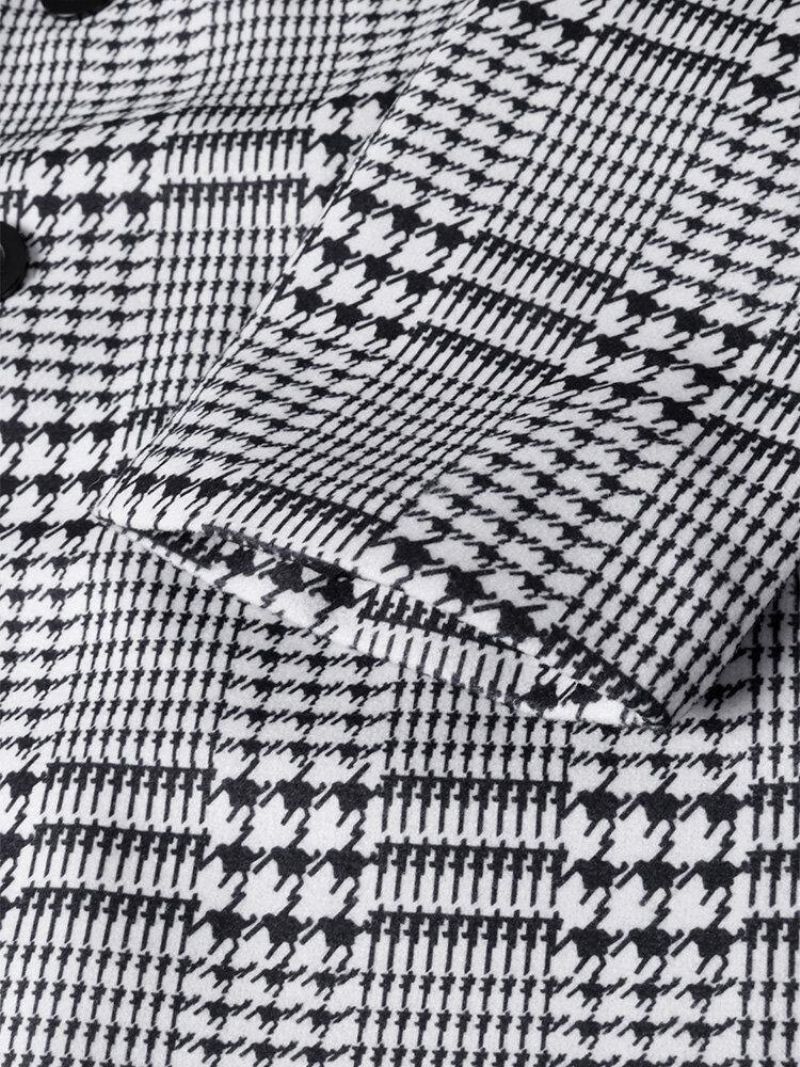 Mænds Houndstooth-Revers Enkeltradede Mellemlange Trenchcoats