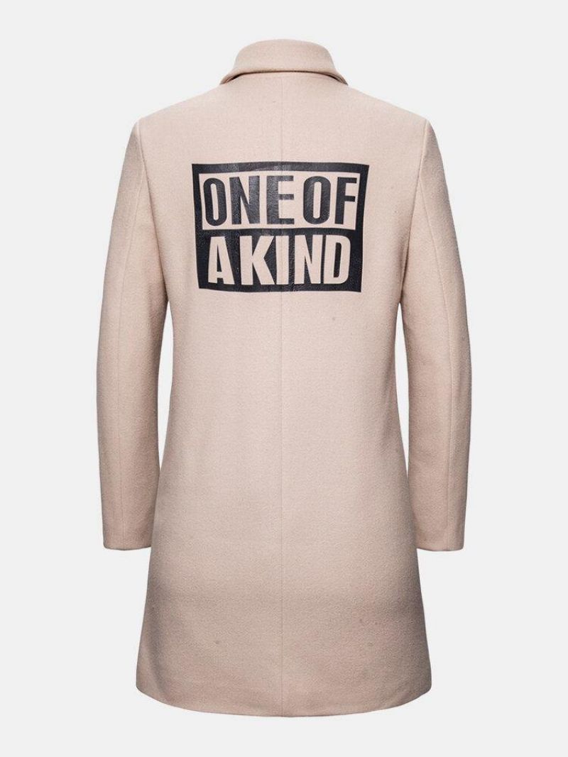 Mænds Letter Back Print Single-Breasted Mid-Length Business Pocket Trench Coats