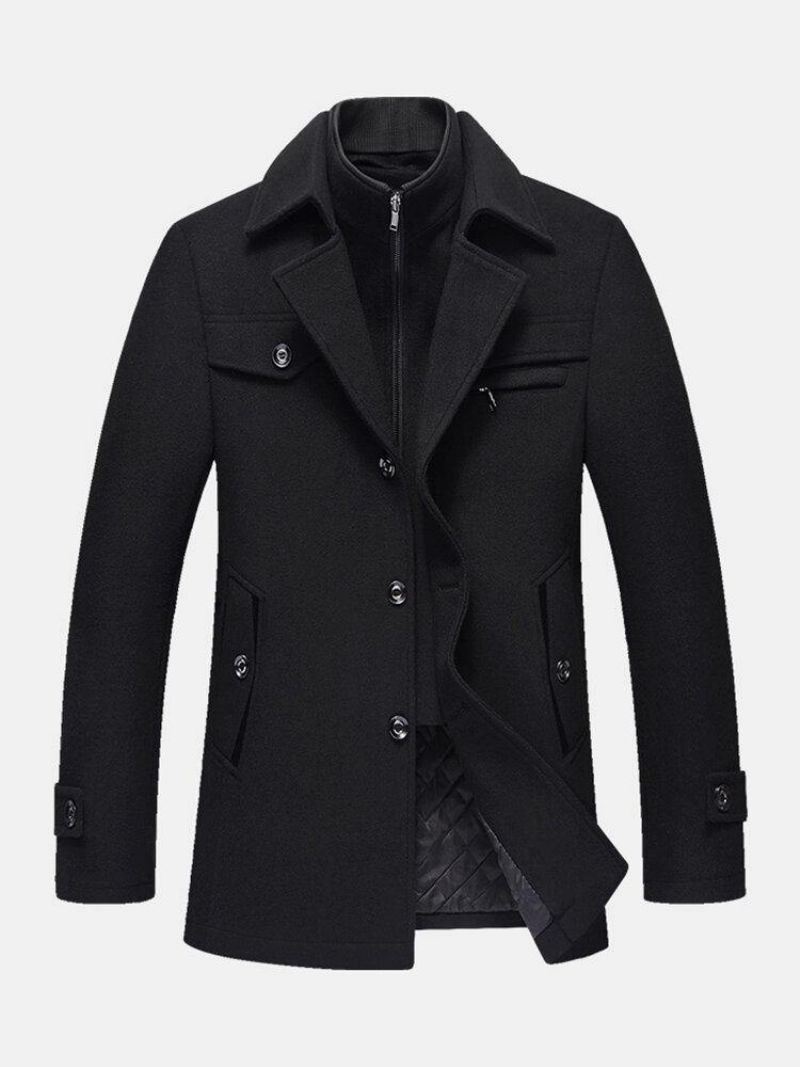 Mænds Thicken Warm Solid Business Woolen Trench Coats