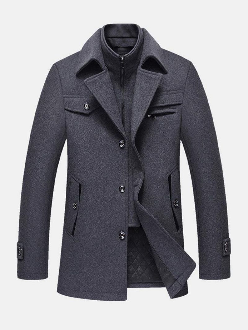 Mænds Thicken Warm Solid Business Woolen Trench Coats