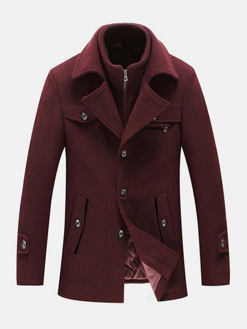 Mænds Thicken Warm Solid Business Woolen Trench Coats