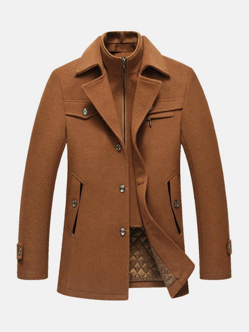 Mænds Thicken Warm Solid Business Woolen Trench Coats