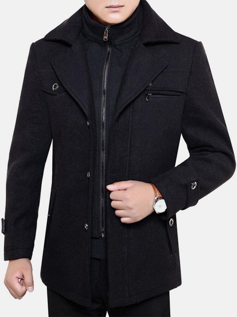 Mænds Thicken Warm Solid Business Woolen Trench Coats