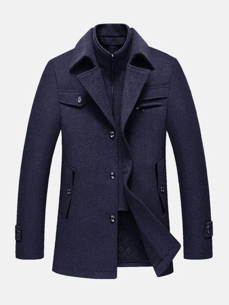 Mænds Thicken Warm Solid Business Woolen Trench Coats