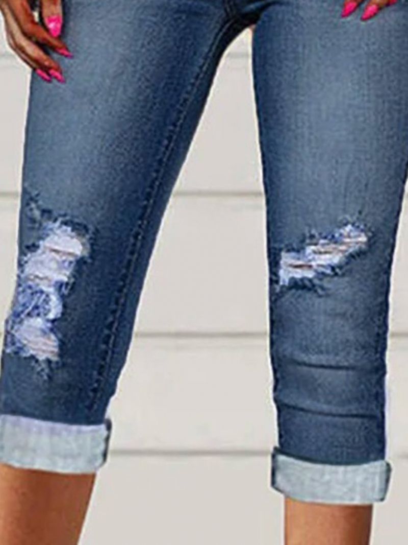 Almindelige Rippede Casual Capris Jeans