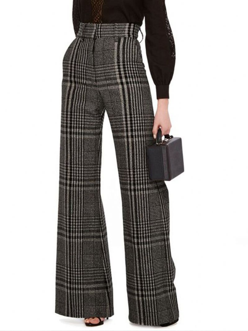 Formelt Arbejde Checked/Plaid Wide Leg Bukser