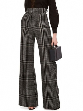 Formelt Arbejde Checked/Plaid Wide Leg Bukser