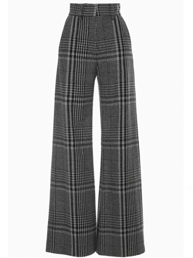 Formelt Arbejde Checked/Plaid Wide Leg Bukser