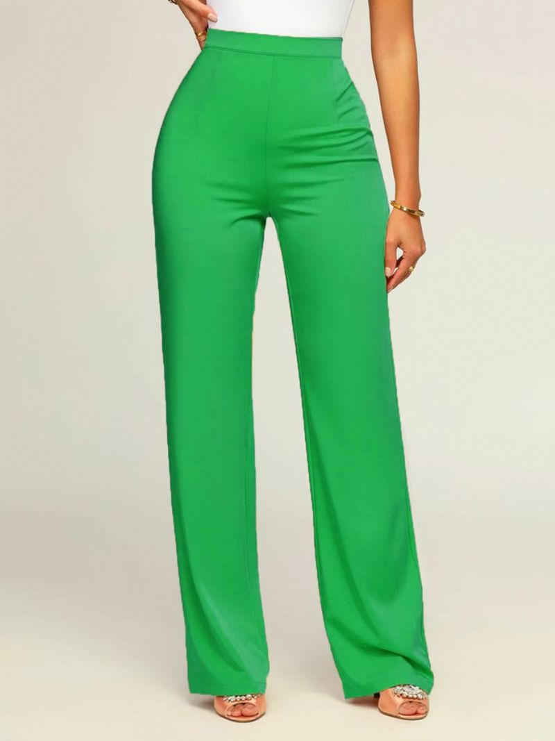 Green Daily Long Plain Urban Mode Pants