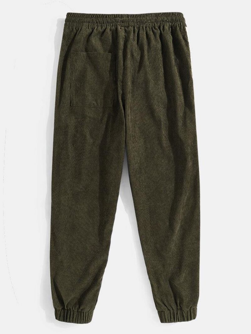 Mænds Corduroy Side Stripe Casual Joggerbukser Med Snoretræk